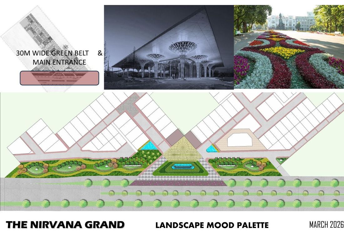 30 m wide green belt and main entrance